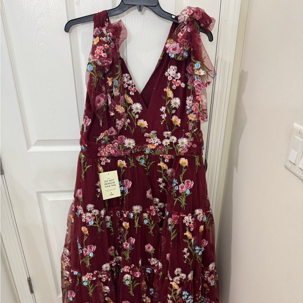 NWT 3X JessaKae Margaret embroidered bow midi dress